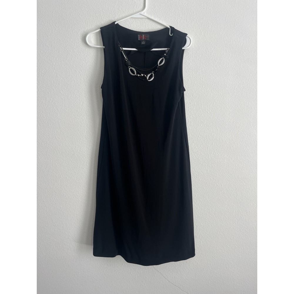 R&K Originals Sheath Dress Womens 8 Black Detachable Necklace Sleeveless Classic